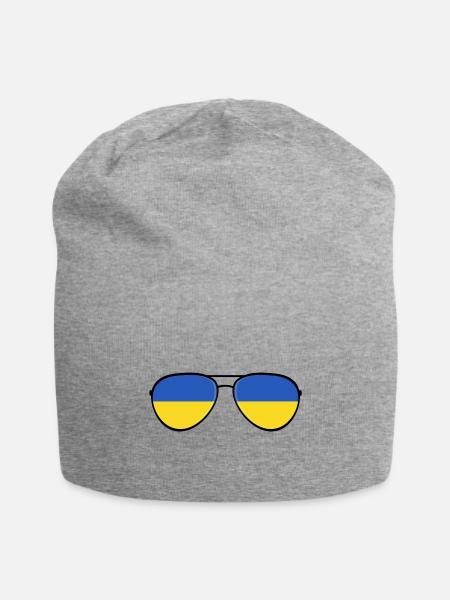 Ukraine Tiger Slava Ukraine sunglasses flag - Jersey Beanie - heather gray - Front