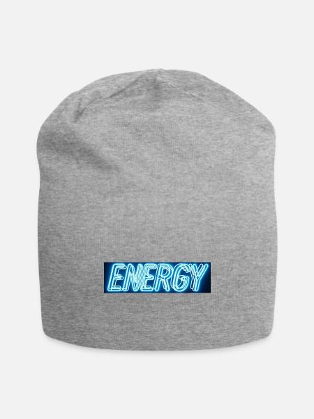 Neon Energy Sign - Jersey Beanie - heather gray - Front