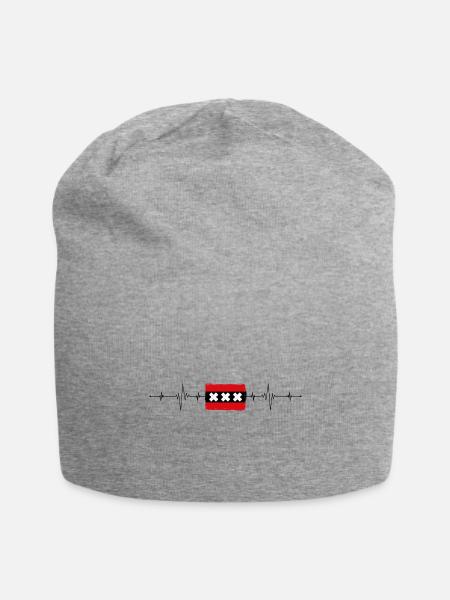 Triple X Emblem on Red Stripes - Jersey Beanie - heather gray - Front