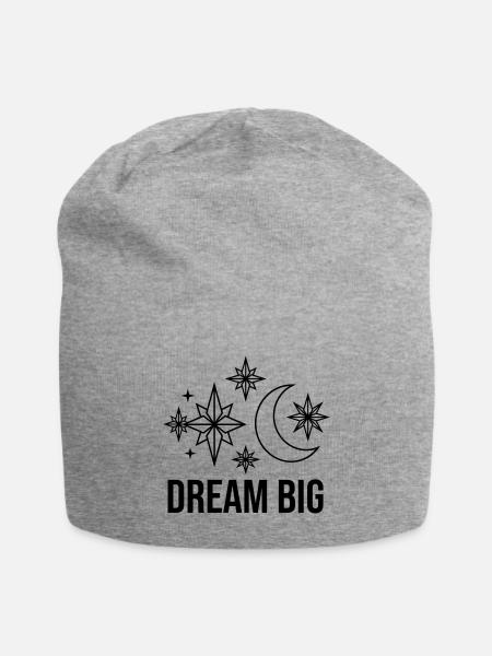 Dream Big Minimalist Celestial Moon And Stars Quot - Jersey Beanie - heather gray