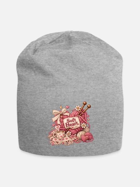 Soft Heart. - Jersey Beanie - heather gray - Front