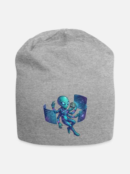 Alien Technologist Holographic Console - Jersey Beanie - heather gray - Front