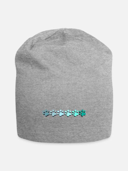 Colorful blue paw Print Design Dog or cat lovers - Jersey Beanie - heather gray