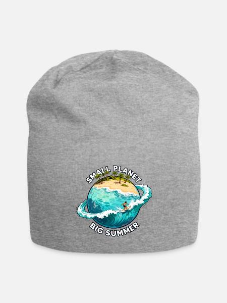 Small Planet Big Summer Surf - Jersey Beanie - heather gray