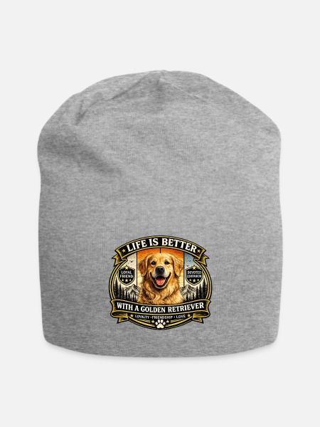 Life Is Better With a Golden Retriever - Jersey Beanie - heather gray