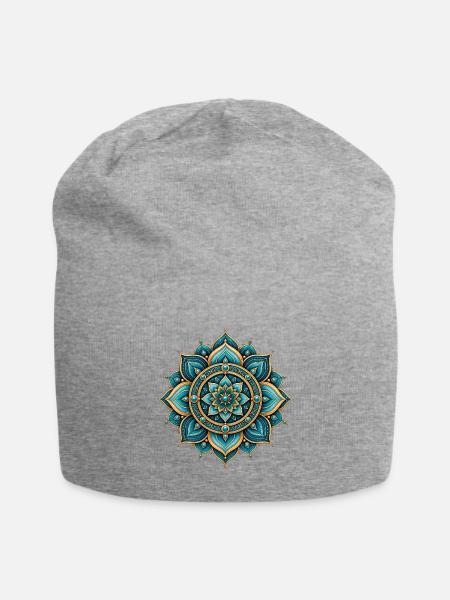 Geometric Mandala Art Zen - Jersey Beanie - heather gray - Front