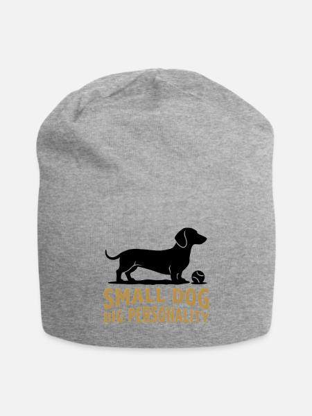 Small Dog Big Personality - Jersey Beanie - heather gray - Front