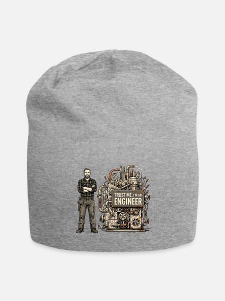 Steampunk Engineer Portrait Machine - Jersey Beanie - heather gray - Front