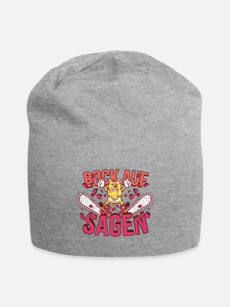  Bock auf Sägen – Funny Cartoon Chainsaw Design - Jersey Beanie - heather gray - Front