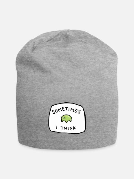 Sometimes I Think, Cute Green Blob - Jersey Beanie - heather gray - Front