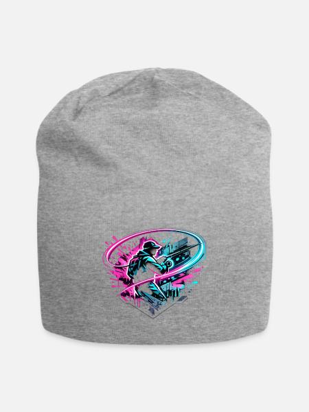 Neon Graffiti Samurai - Jersey Beanie - heather gray - Front