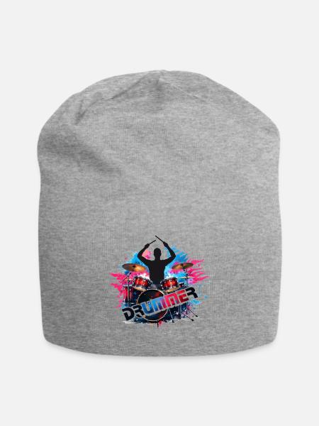 Drummer Power Splash Design - Jersey Beanie - heather gray - Front