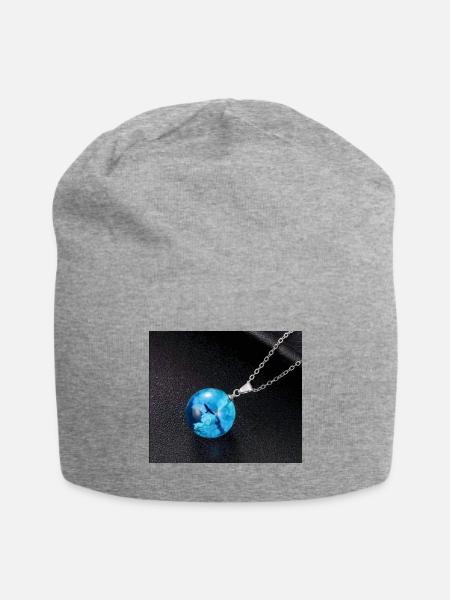 Azure Depth Orb Necklace - Jersey Beanie - heather gray - Front