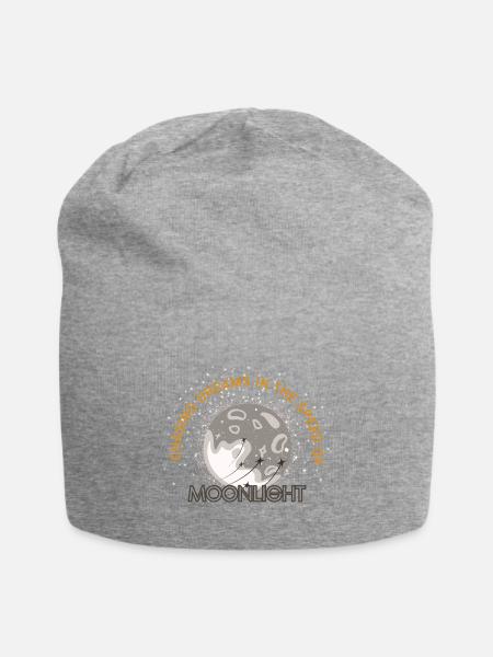 Celestial Moonlight Dream Illustration - Jersey Beanie - heather gray - Front