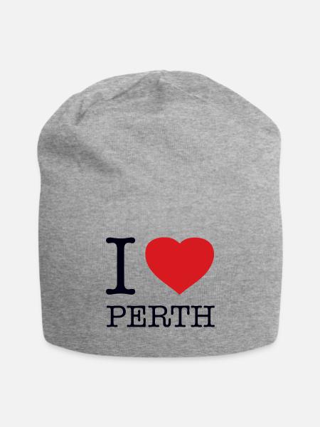 I love Perth - Jersey Beanie - heather gray