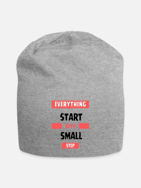 everything start with small step - Jersey Beanie - heather gray - Front