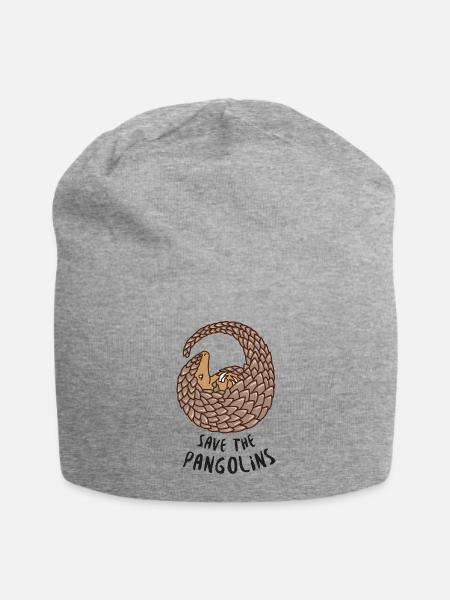 Save the Pangolins Curled up Pangolin - Jersey Beanie - heather gray