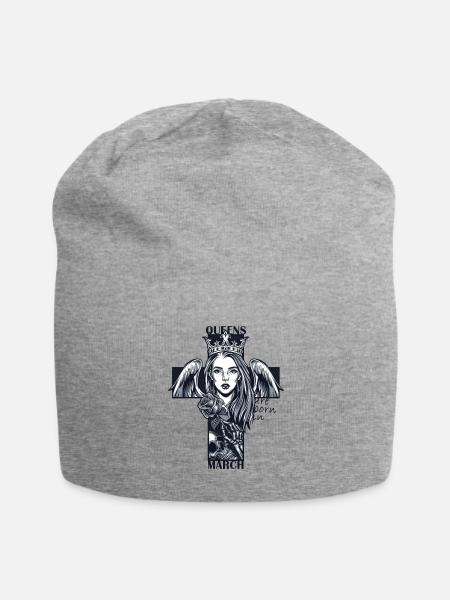 Queens are born in March - Jersey Beanie - heather gray - Front