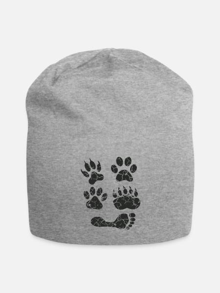 Foot and hand print - Jersey Beanie - heather gray - Front