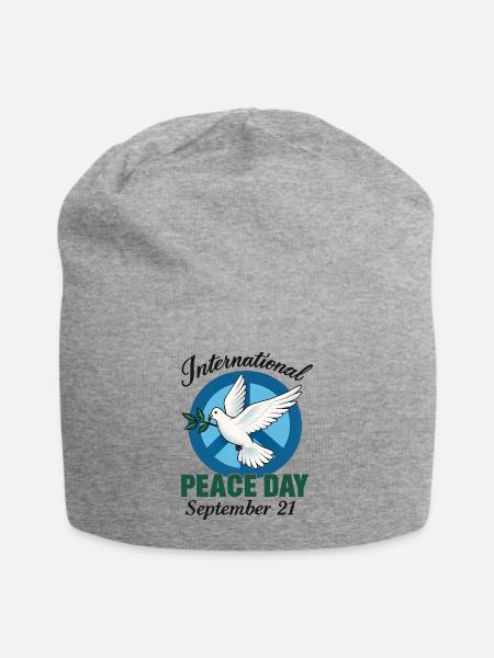 International Peace Day Dove Tee - Jersey Beanie - heather gray - Front