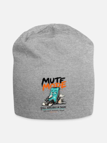 Mute Mode Introvert Social Burnout Sarcastic - Jersey Beanie - heather gray - Front