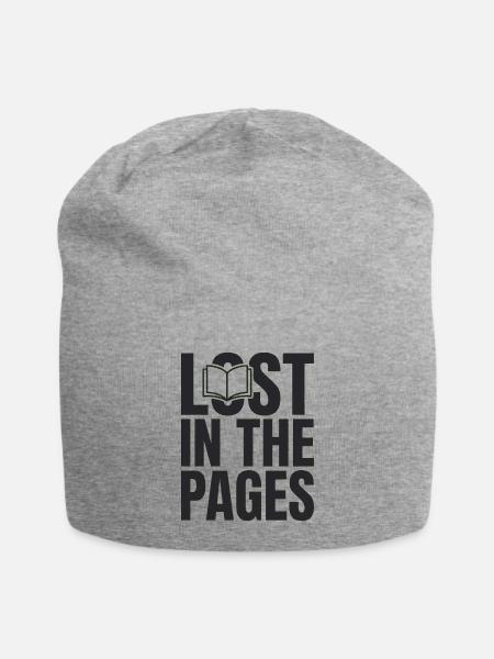Lost in the Pages Bookish Typography - Jersey Beanie - heather gray