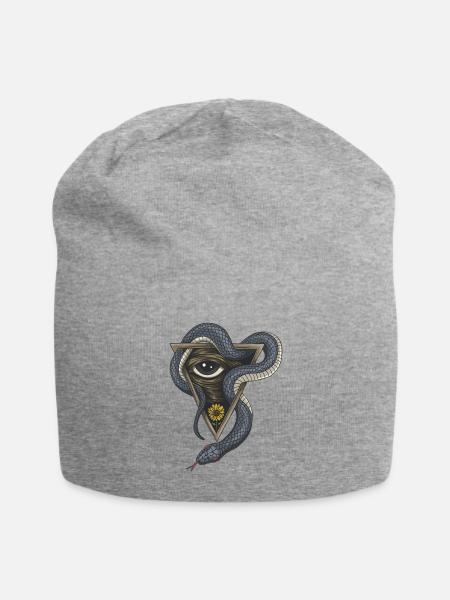 illuminati eye snake - Jersey Beanie - heather gray - Front