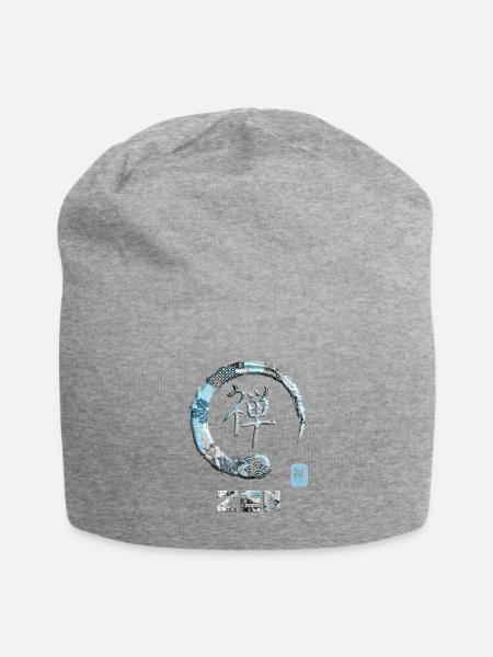 Zen Japanese Kanji Word Symbol Enso Circle 14 - Jersey Beanie - heather gray - Front