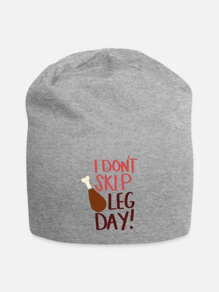 DESIGNI Dont Skip Leg Day funny yellow - Jersey Beanie - heather gray - Front