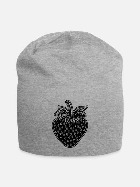 Strawberry Fruit Berries - Jersey Beanie - heather gray - Front
