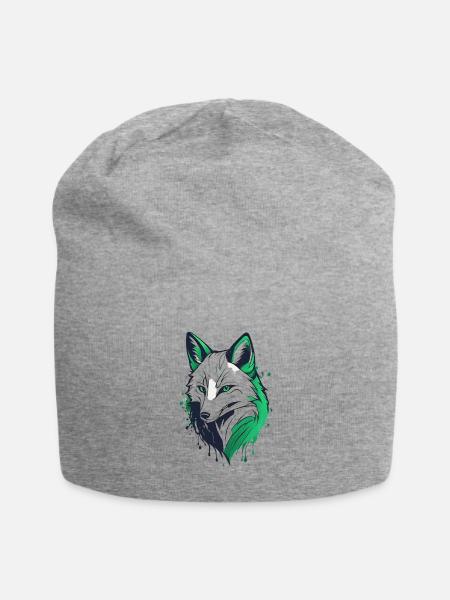 Green Fox - Jersey Beanie - heather gray - Front