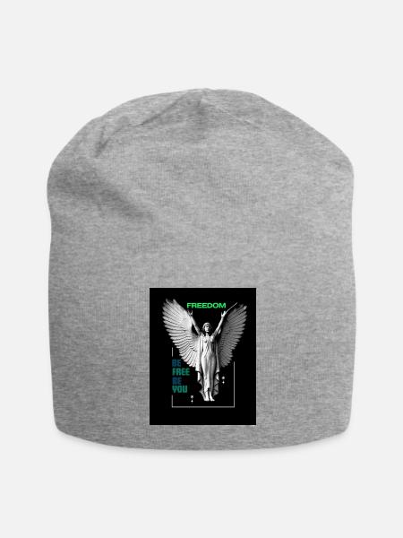 Freedom Winged Goddess Illustration - Jersey Beanie - heather gray