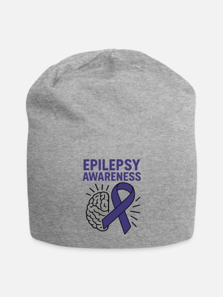 Epilepsy Awareness Purple Ribbon - Jersey Beanie - heather gray