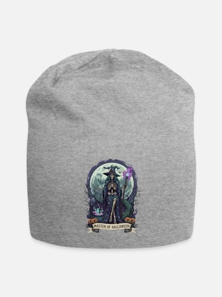 Moonlit Skeleton Witch Master - Jersey Beanie - heather gray