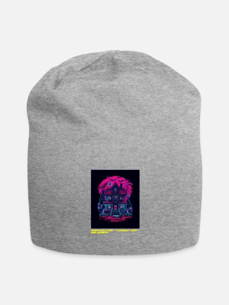 Neon Haunted House Night - Jersey Beanie - heather gray