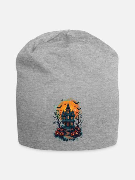 Haunted House Pumpkin Parade - Jersey Beanie - heather gray