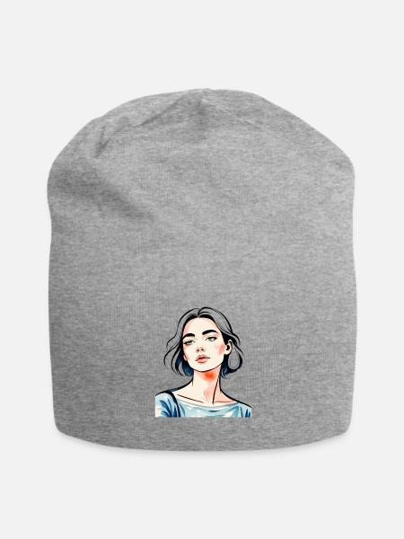 Azure Portrait Pop Art Illustration - Jersey Beanie - heather gray