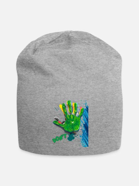 Colorful Handprint Graffiti Splash - Jersey Beanie - heather gray - Front