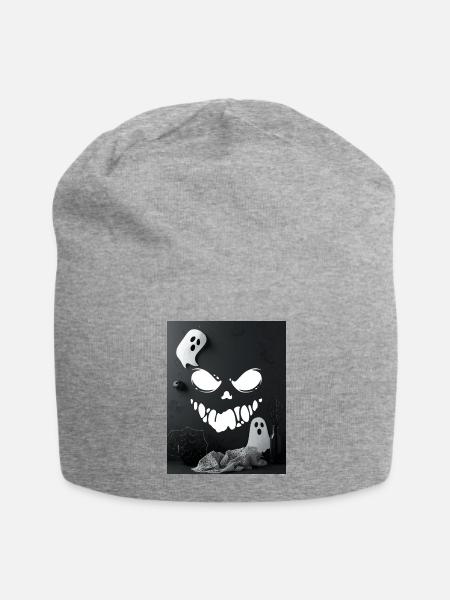Midnight Skull Smile Wall Art - Jersey Beanie - heather gray