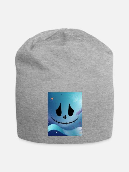 Blue Moon Skull Silhouette - Jersey Beanie - heather gray