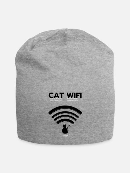 PurrWave Wireless Cat Emblem - Jersey Beanie - heather gray - Front