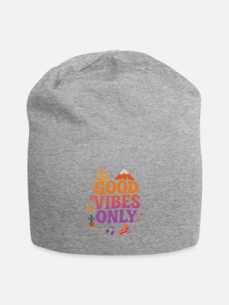 positive Vibes Only Retro - Jersey Beanie - heather gray - Front