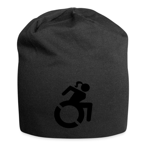 Wheelchair woman symbol. lady in wheelchair - Jersey Beanie