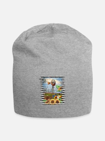 windmill farm - Jersey Beanie - heather gray - Front