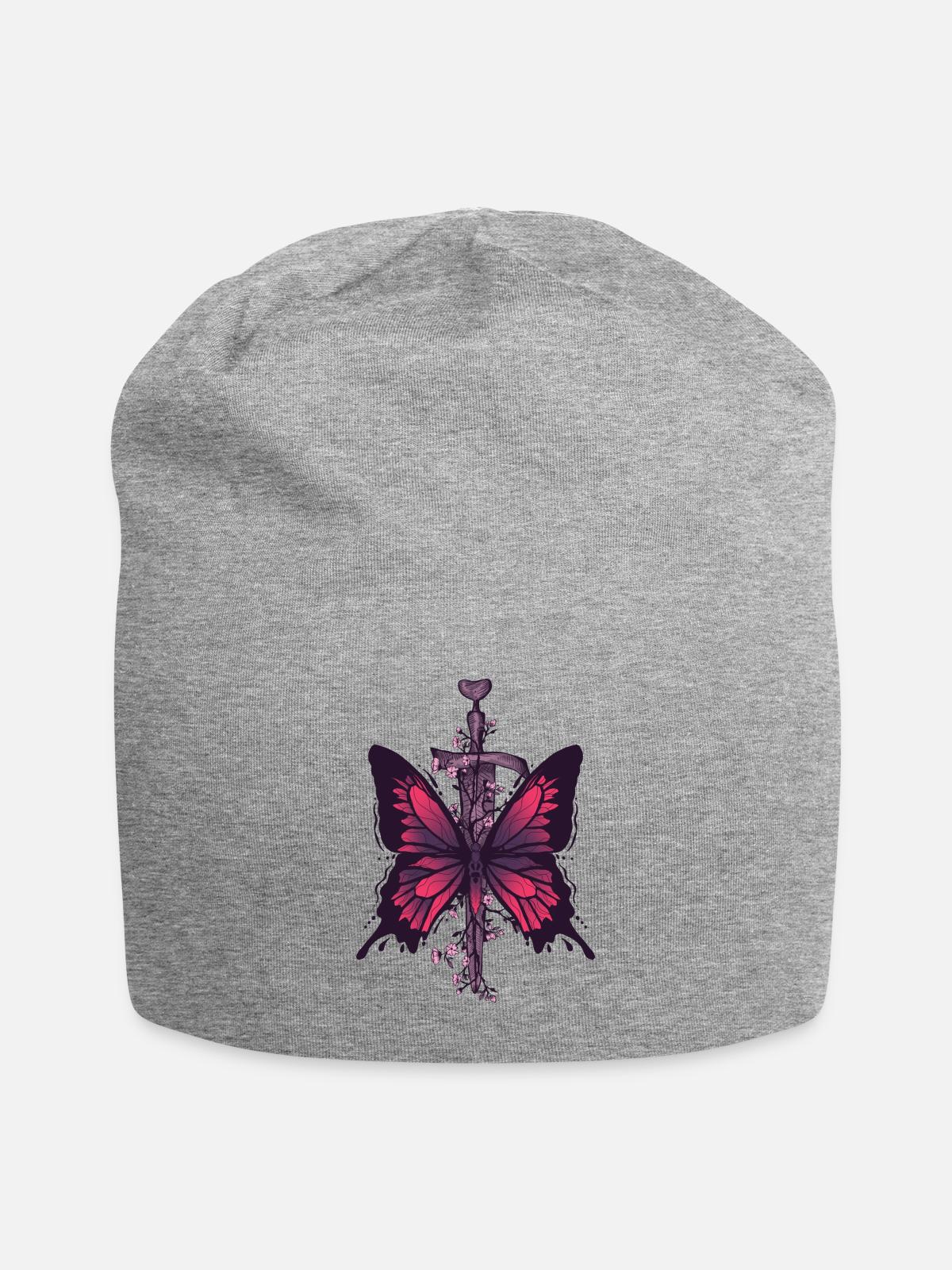 Butterfly Dagger - Jersey Beanie - heather gray - Front