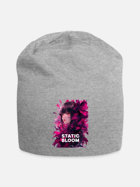 Static Bloom Glitch Anime Design - Jersey Beanie - heather gray - Front