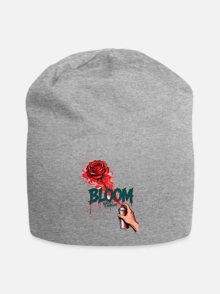 Bloom Graffiti Rose - Jersey Beanie - heather gray
