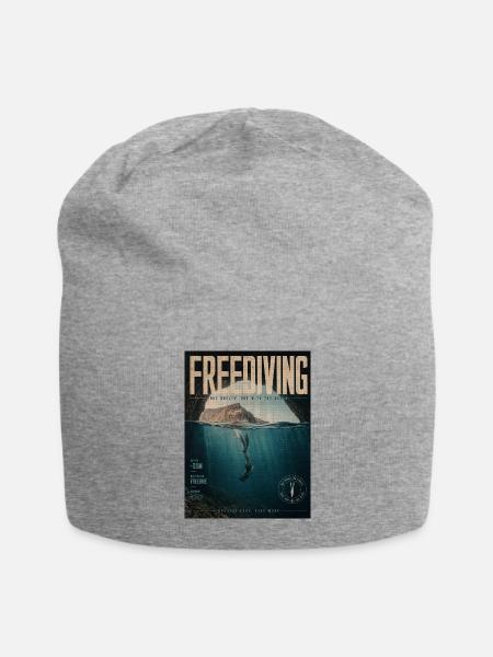 Freediving Depths Ocean Poster - Jersey Beanie - heather gray - Front