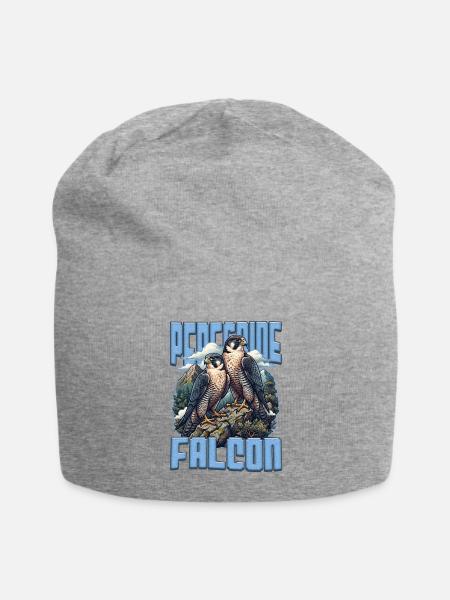 Vintage Peregrine Falcon Mountain Wildlife Graphic - Jersey Beanie - heather gray