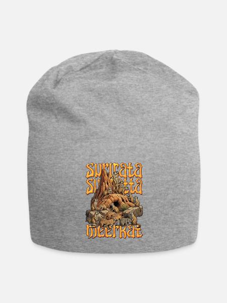 Suricata Suricatta Meerkat Full Graphic Art - Jersey Beanie - heather gray